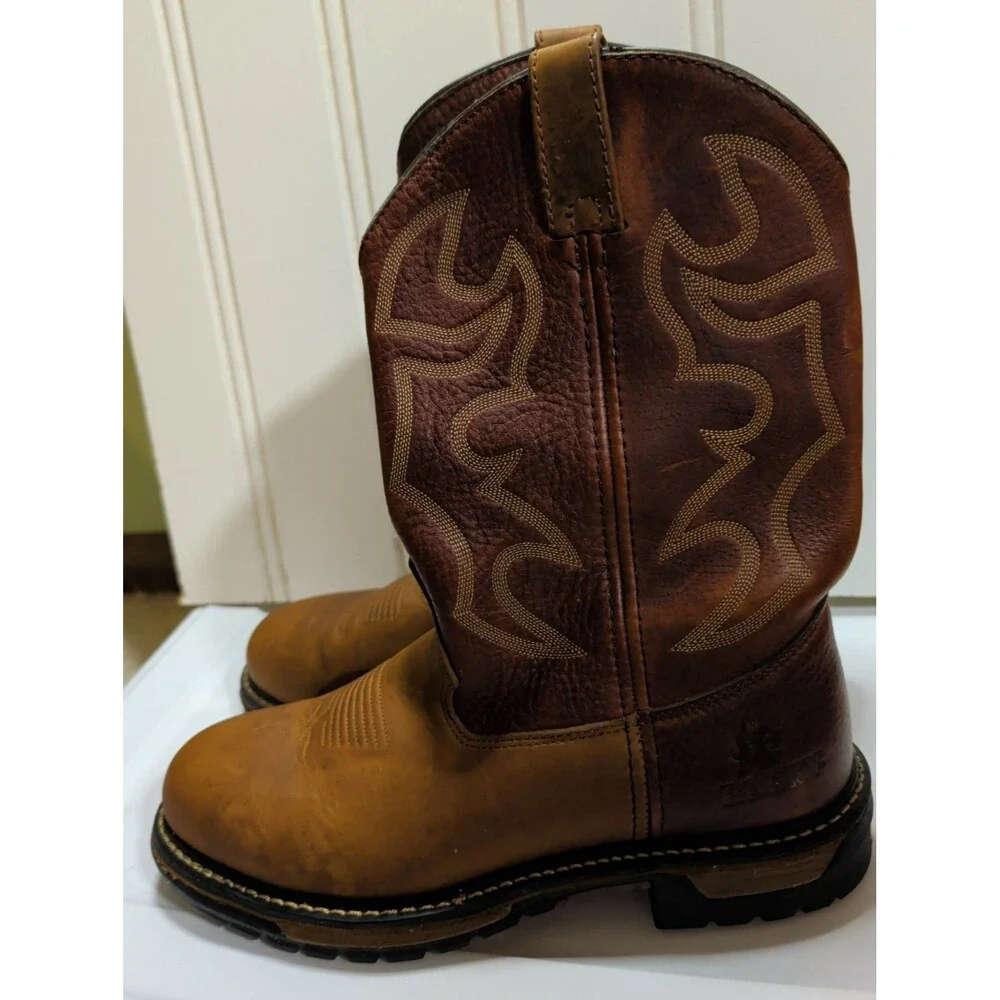Rocky Mens 2732 Original Ride Branson Roper Western Work Boots Size 11 M Vintage